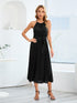 pleated-spaghetti-strap-tie-waist-midi-dress Sophia's Trends - Sophia's Style-Dark Green-S